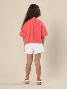 SUMWON 夏季英式刺绣套装蝴蝶袖休闲玩乐假日海滩度假儿童玩耍装 - 西瓜粉 - 查看 2