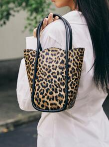 SHECARRY Fashionable Leopard Print Handbag, Work Tote, Leopard Print Cheetah Bag For Women Leopard Comeback - Multicolor - View 8
