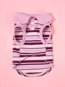 PETSIN 1pc Pet Cat/Dog Universal Pink Elastic Striped Casual Comfortable Pet Polo Shirt