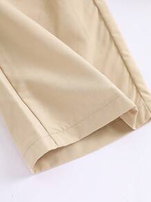 Elladie kids 女童无袖 V 领单排扣背心上衣和阔腿裤两件套服装，日常穿着，夏季 - 卡其色 - 查看 7