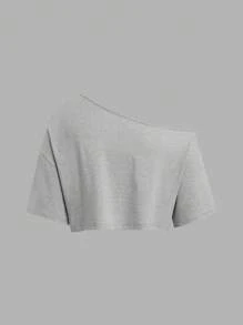 Flirla 大码三件套短袖T恤套装，黑白灰，夏季，露肩设计