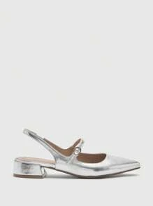 CUCCOO BIZCHIC Women's Pointed Toe Adjustable Buckle Design Flat Loafers - Silver - View 2