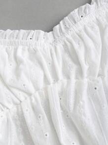 Sweetra Áo kiểu Pháp mới mùa hè ren trắng tay lửng bó eo cho nữ - trắng - Xem 4