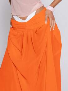 MUSERA Falda larga de gasa de estilo bohemio de tiro bajo para vacaciones de verano en Ibiza, elegante y con estilo - Naranja - Ver 5
