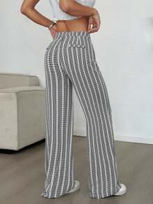 Flirla 2025 Spring/Summer Plaid Button Design Multicolor Jacquard Fresh Pants Fall Cloth For Women - Black - View 2