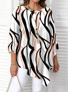 EMERY ROSE Plus Size Casual Minimalist All-Over Print Shirt, Spring/Autumn Spring Blouses For Women Blouses For Women Elegant, Tunic Top,Spring And Fall Outfits, Casual Holiday Style, Casual Holiday Outfits, Summer Fashion, Women's Summer Outfits, Mother's Day Outfits, Country Concert Outfits, Women's Boho Outfits, Women's Western Outfits, Women's Holiday Outfits, Women Summer Clothing Women Plus Clothing Business Casual Woman S Summer Clothes Women Plus Clothing Formal