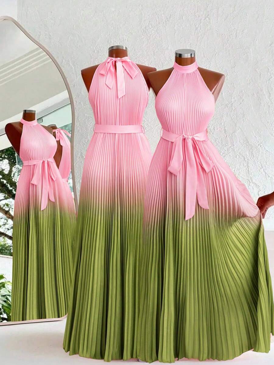 Sweetra Váy Maxi in họa tiết bướm không tay cổ buộc cỡ lớn cho nữ, dự tiệc bãi biển ngày lễ, hẹn hò mùa hè - Nhiều màu - Xem 1