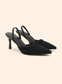 CUCCOO BASICS 尖头高跟蝴蝶结露背细高跟鞋，时尚百搭，适合派对场合 - 黑色 - 查看 9