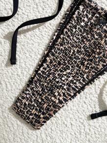 SHEIN Sweetro New Women Leopard Print Bikini Set, Random Pattern, Spaghetti Strap, Small Bow Decor, Backless Top With Tie-Sides Bottom For Summer Beach Vacation