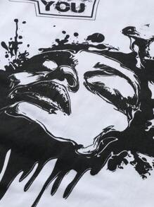 Manfinity EMRG 青年男士街头图形脸字母印花T恤套装街头潮流套装男士两件套男士两件套两件短款套装服装套装 - 彩色 - 查看 4