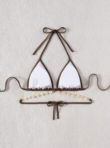 Swim Basics 女士度假沙滩贝壳装饰吊带比基尼上衣