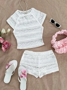 Soleia Women Two Pieces Outfits For Daily Wear - White - View 1