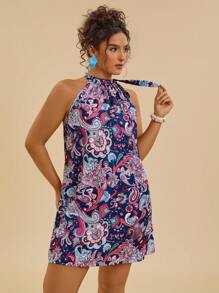 Travachic 大码波西米亚风佩斯利印花吊带夏季连衣裙