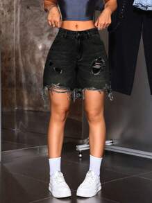 SHEIN ICON 休闲牛仔短裤，时尚百搭，适合日常穿着