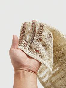 ROMWE MEN Street Life 男士休闲纯色串珠针织上衣，夏季，时尚