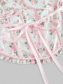 ROMWE Fairycore Plus Size Women's Summer Small Ditsy Floral Camisole Top With Spaghetti Straps And Bow Accent - Multicolor - View 4