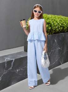 Tween Girl Sleeveless Lace Back & Long Pants Summer Set