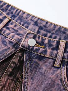 ROMWE MEN Street Life Men's Casual Washed Distressed Denim Shorts - Purple - View 6