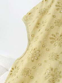 Breezaya قميص كاجوال للنساء ذوات الحجم الكبير مع أكمام قصيرة مطرز بتأثير الحرق مناسب للصيف والعطلات - أصفر - مشاهدة 4