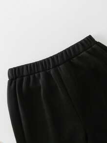 2pcs Youth Spring/Summer Casual Versatile Sports & Loungewear Straight Fit Sweatpants In Grey & Black