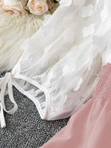 SHEIN Unity 大码女式露肩撞色腰带 A 字裙派对、情人节、休闲优雅连衣裙，春夏季 - 粉色 - 查看 5