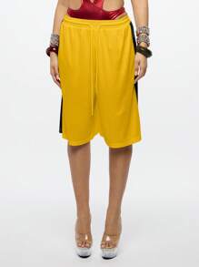 SUMWON WOMEN Miami Basketball Shorts Athletic Team Game Performance Knee Length Summer Hip Hop Dance Streetwear Custom Shorts - Yellow - View 2