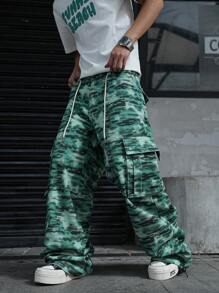 Manfinity EMRG Men's Camo Pattern Cargo Pocket Casual Jeans - Green - View 7