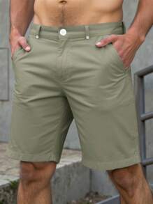 Manfinity Homme Pantaloncini casual da uomo a gamba dritta, di colore unito