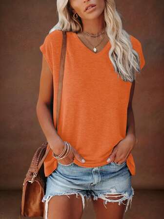 EMERY ROSE Women Casual Versatile Solid Color T-Shirt, Summer