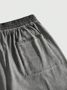 ROMWE MEN Grunge Punk 男士水洗铆钉抽绳休闲短裤