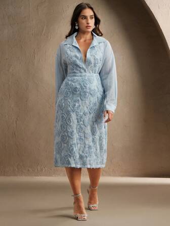 Anewsta Nouvelle robe de tailleur élégante de bureau, de style décontracté moderne et chic, en blanc avec un relief texturé et une broderie de printemps/été