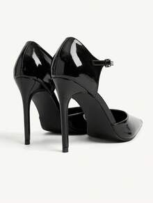 CUCCOO CHICEST 女式黑色漆皮 10.8 厘米细高跟鞋尖头镂空高跟鞋，时尚性感鞋 - 黑色 - 查看 11