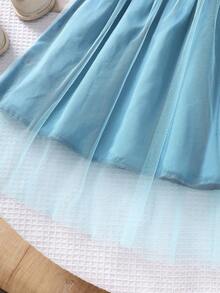 1 Stück Prinzessinenkleid für Kleine Mädchen, Sommerkleid für Kinder mit Blümchen-Muster und Tüll - Verschiedenfarbig - Übersicht 4