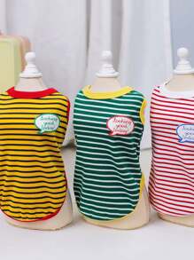 PETSIN 休闲可爱简约文字图形柔软面料夏季轻薄透气户外宠物背心，适合猫狗，欧美流行，春夏