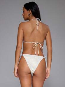 Musera Resort 缎带细节丁字裤比基尼泳裤 夏季海滩度假 可爱优雅性感 伊比沙岛春季 - 黃色 - 查看 2