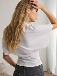 SHEIN White Loose Fit T-Shirt, Fashionable For Summer