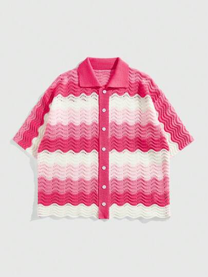 Street Life Camisa holgada de punto, top de manga corta de punto para hombre