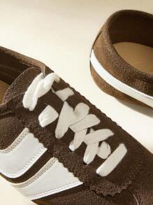 CUCCOO EASI Brown Suede Flat Women's Casual Sneakers - Coffee Brown - View 9