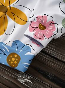 SHEIN LUNE 休闲简约印花图案圆领宽松长袖女式运动衫 - 彩色 - 查看 2