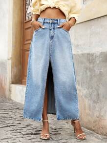 EMERY ROSE Women's Fashionable Denim Mini Skirt, Suitable For Summer - Blue - View 7