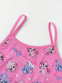 Sparklyn 4pcs Girls Love Bunny Print Vest Top And Briefs Underwear Set, Soft Lingerie Outfit Suitable For Valentine's Day And Easter