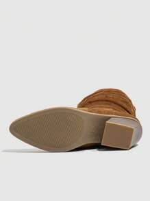 Daringsoles Botas occidentales con punta puntiaguda y tacón grueso, con cierre deslizante para mujer. Botas altas de montar con bordados para otoño/invierno
