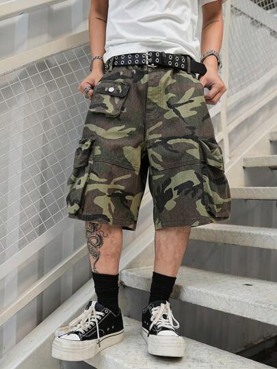 Manfinity EMRG 男士休闲迷彩印花工装牛仔短裤