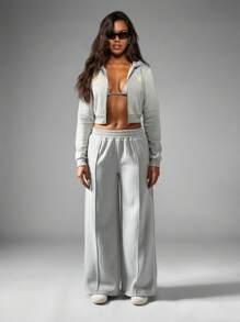 Missguided x Playboy 复古标志拉链短款连帽衫运动健身家居服校队号码秋冬休闲运动服运动休闲抽绳松紧腰带