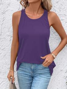 SHEIN Clasi Top de tirantes de verano para mujer de unicolor con detalle de encaje en la espalda, ideal para festivales de música