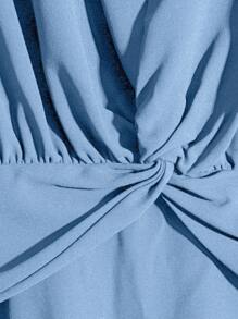 Franclia French Elegant Twist Waist Sleeveless Button Shirt In Blue - Blue - View 5