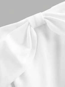 SHEIN MOD Đầm dạ hội mini màu trắng trễ vai thắt nơ cỡ lớn, thanh lịch cho tiệc tùng - trắng - Xem 3