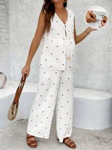 SHEIN 2pcs Maternity Sets, Summer Boho Style - White - View 7