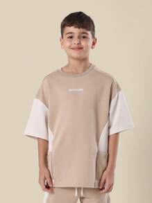 SUMWON Signature Youth Summer Activewear Coordinate With Stylish Side Panelling Active Sports Training Set Athletic Leisure Modern - Khaki - View 3