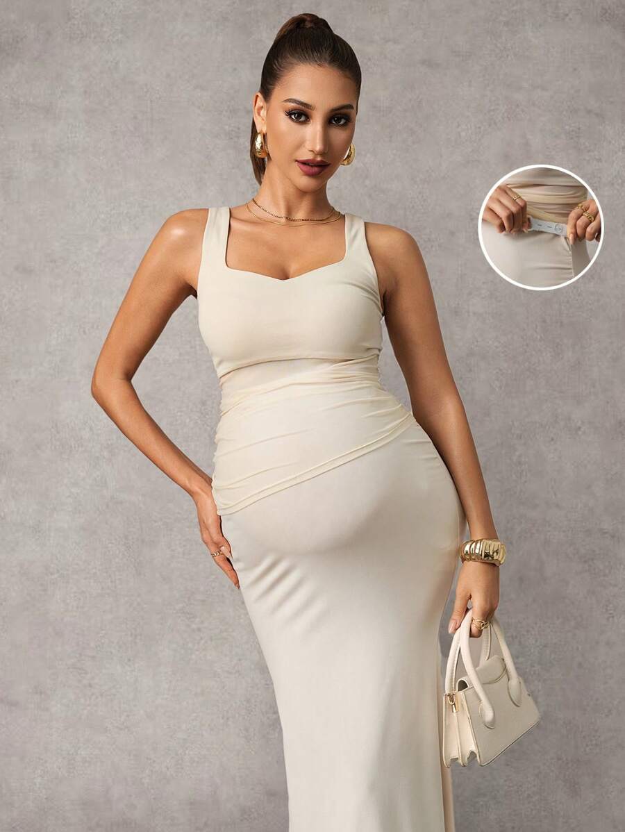 MaterniChic 优雅孕妇装两件套 孕妇装两件套 - 卡其色 - 查看 1